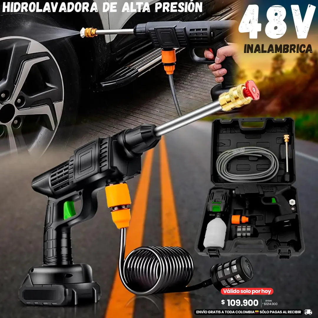 Hidrolavadora Recargable 48V: Incluye 2 Baterías 🎁