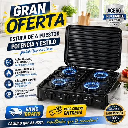 🔥 Estufa de Gas Portátil Universal Sokany: Potencia, Seguridad y Comodidad en la Cocina