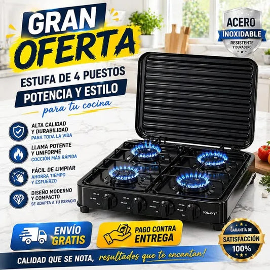 🔥 Estufa de Gas Portátil Universal Sokany: Potencia, Seguridad y Comodidad en la Cocina