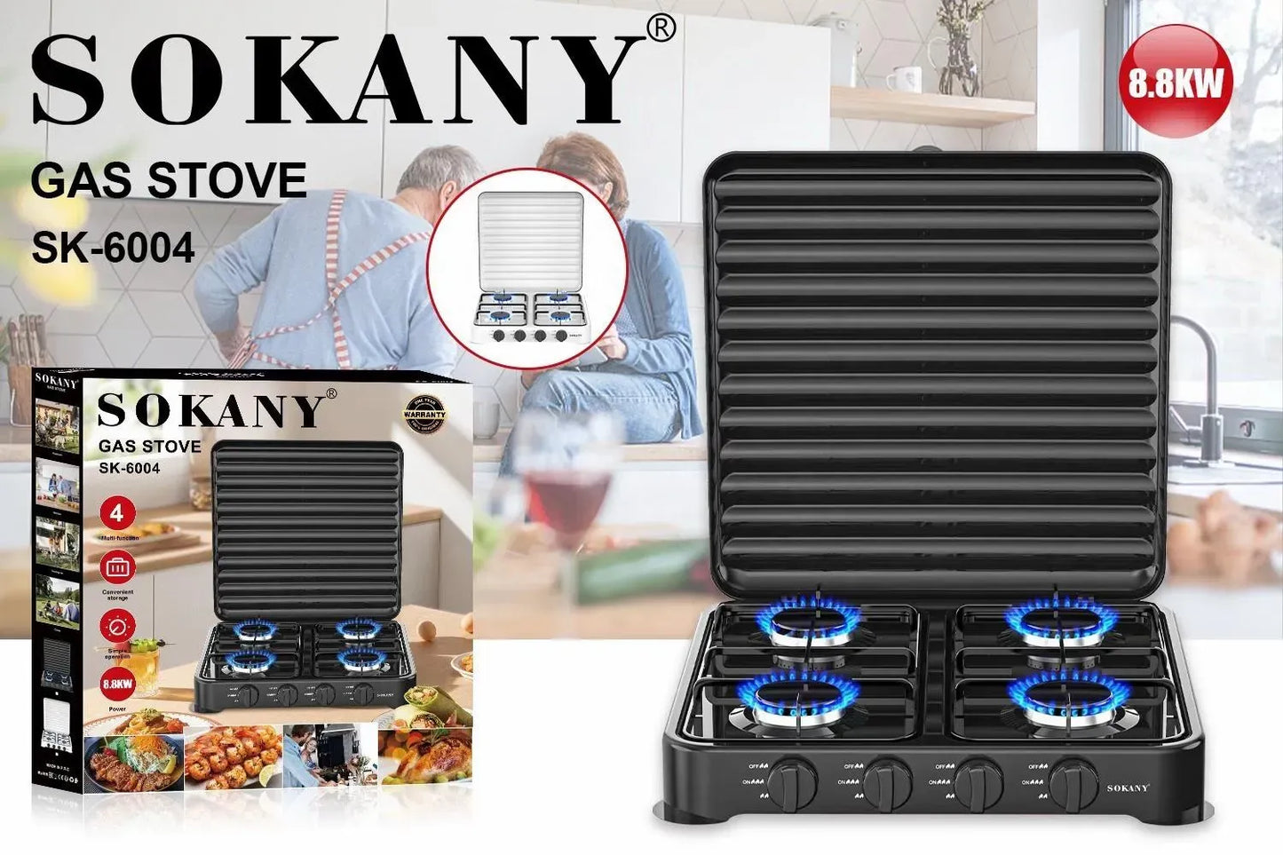 🔥 Estufa de Gas Portátil Universal Sokany: Potencia, Seguridad y Comodidad en la Cocina